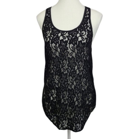Wilfred Tops - Wilfred Black Sheer Lace Silk-Trim Tank Top Women’s XS Elegant Minimalist